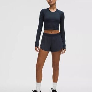 Lululemon Fast And Free High Rise Classic Fit Split Short 3", Navy, Sz 10